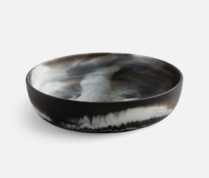 BOWL SERVING BLACK SWIRL RESIN