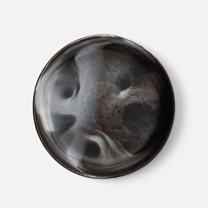 BOWL SERVING BLACK SWIRL RESIN