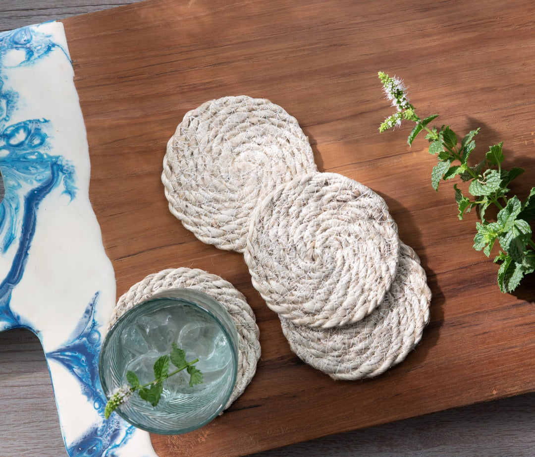 SET/4 COASTERS ROUND JUTE #52233