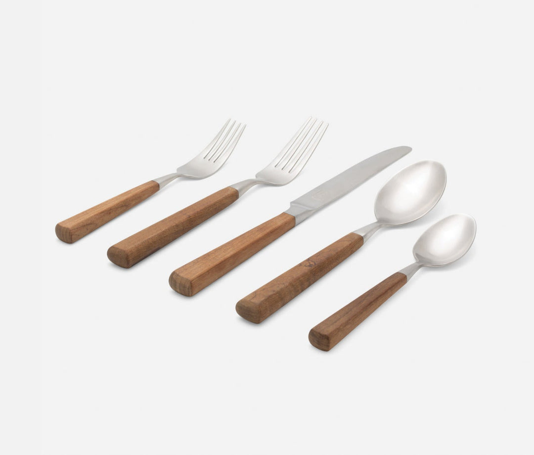 SET/5 FLATWARE MAPLE WOOD HANDLE #52253