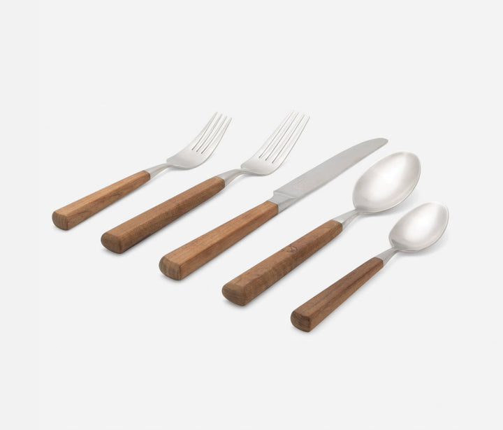 SET/5 FLATWARE MAPLE WOOD HANDLE #52253