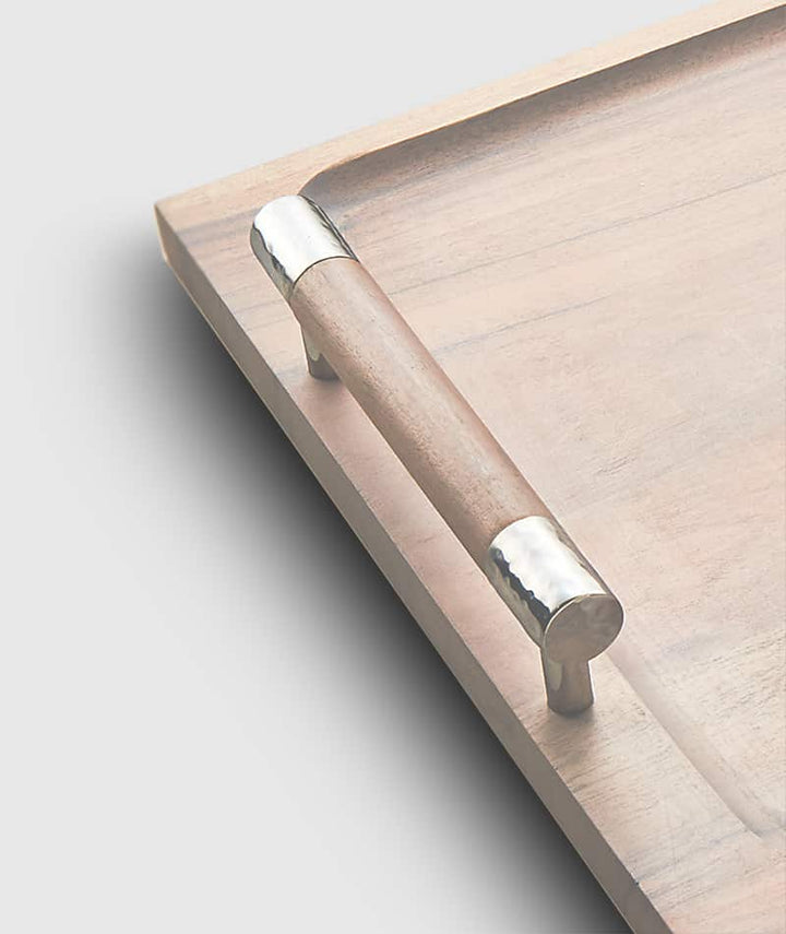 TRAY WHITE WOOD WITH HANDLES #52272