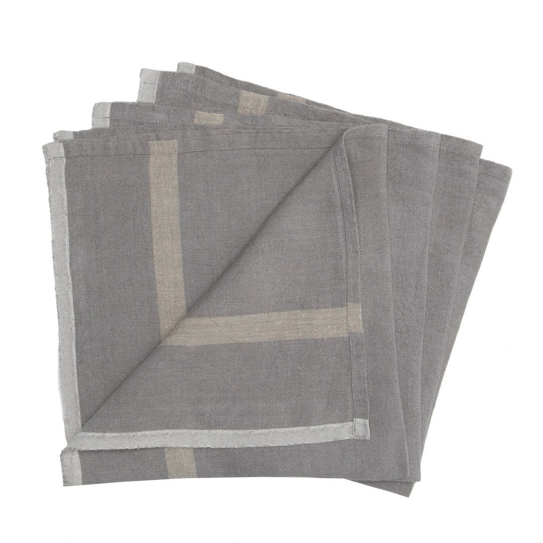 NAPKIN LAUNDERED LINEN GREY/NATURAL #52399