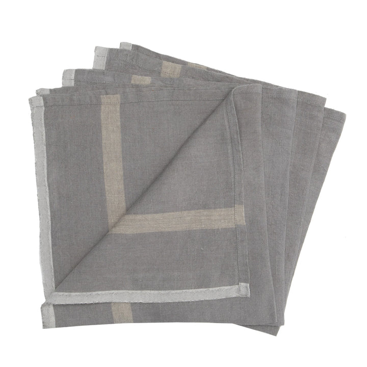 NAPKIN LAUNDERED LINEN GREY/NATURAL #52399
