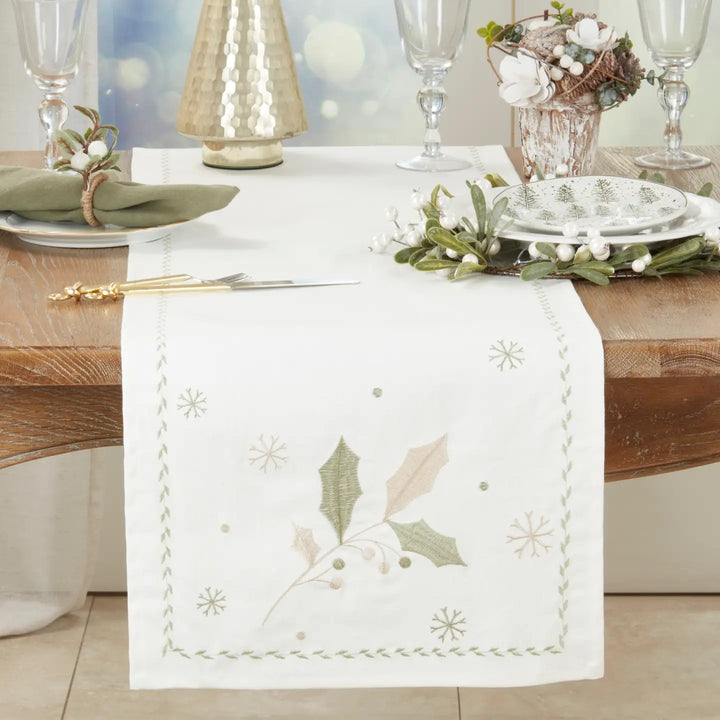 TABLE RUNNER JOYFUL HOLLY LEAVES