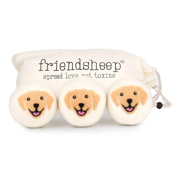 YELLOW RETRIEVER DRYER BALLS W/ BAG SET/3