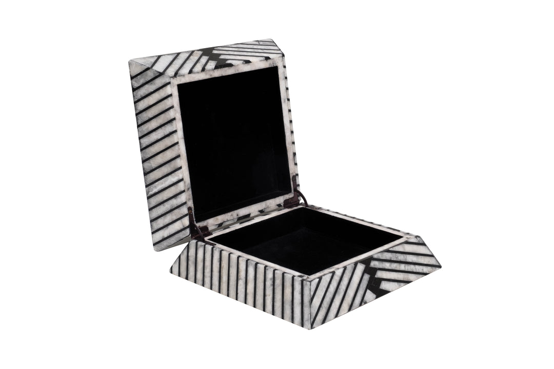 BOX CRYSTAL STONE BLACK/WHITE CHEVRON #52631