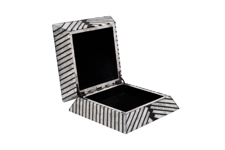 BOX CRYSTAL STONE BLACK/WHITE CHEVRON #52631