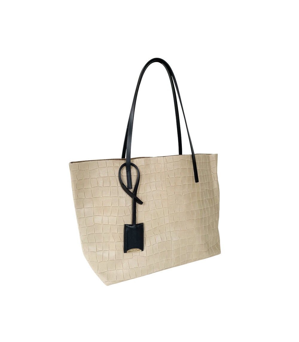 LINDE GALLERY TOTE GOUVERNEUR ALLIGATOR EMBOSSED - SAND SMALL