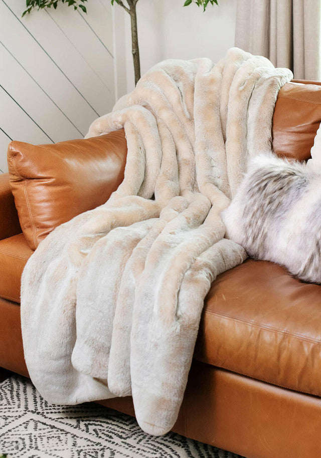 THROW PEARL MINK FAUX FUR