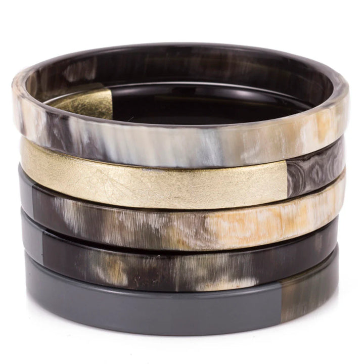 BANGLE BUFFALO HORN CHARCOAL/GOLD