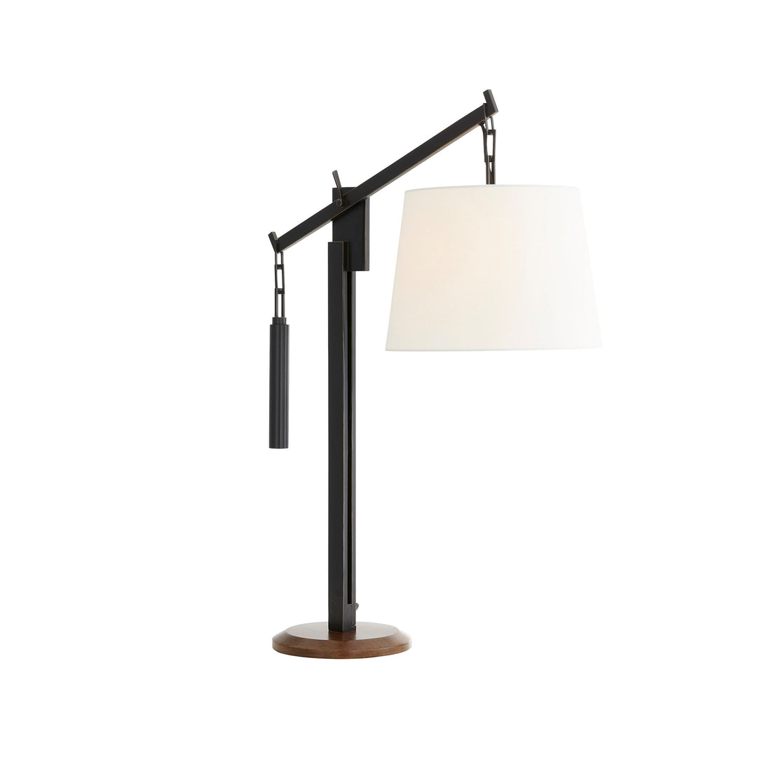 TABLE LAMP AGED BRONZE/BROWN WOOD (NRD) #53513
