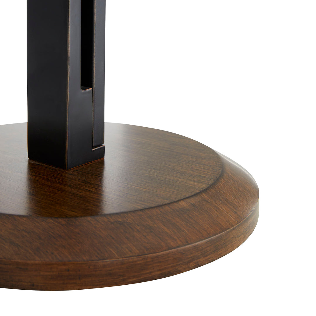 TABLE LAMP AGED BRONZE/BROWN WOOD (NRD) #53513