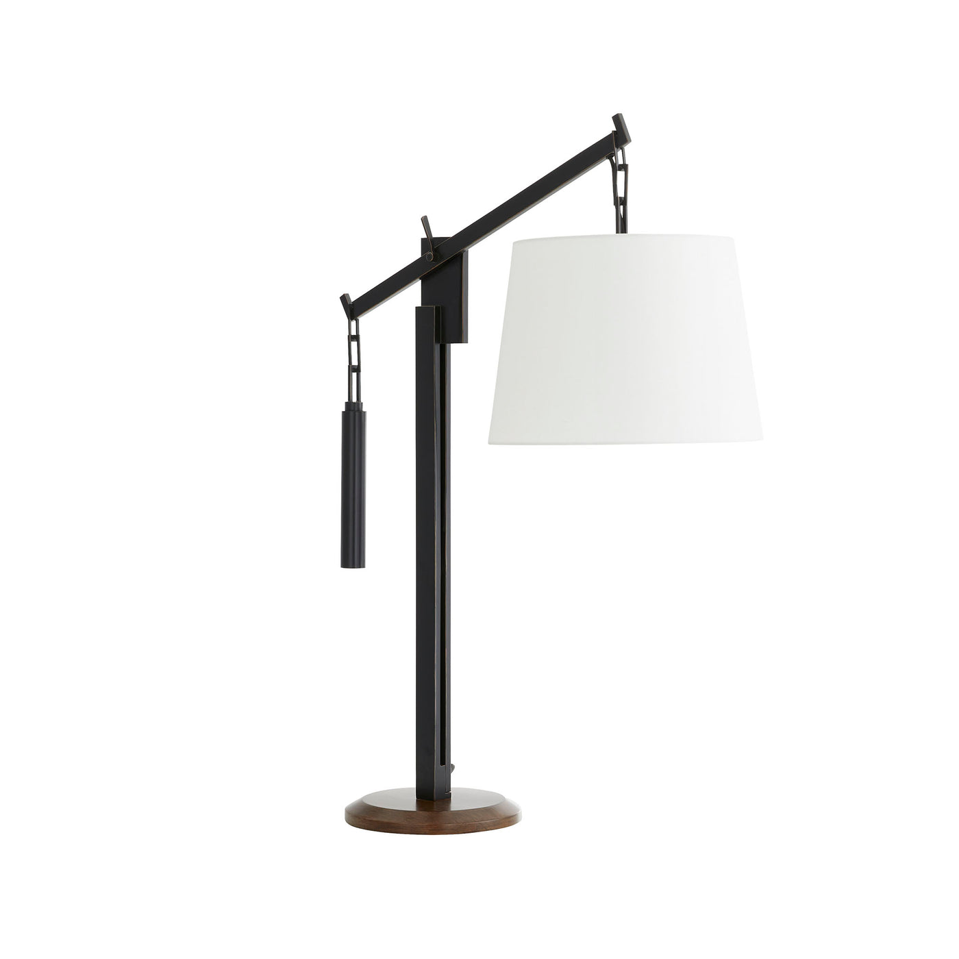 TABLE LAMP AGED BRONZE/BROWN WOOD