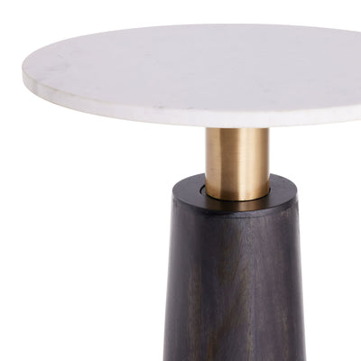 ACCENT TABLE BLACK MANGO WOOD WITH WHITE MARBLE TOP