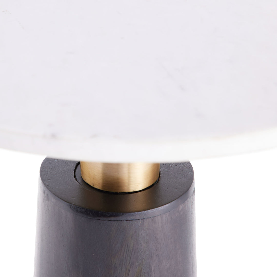 ACCENT TABLE BLACK MANGO WOOD WHITE MARBLE TOP #53540