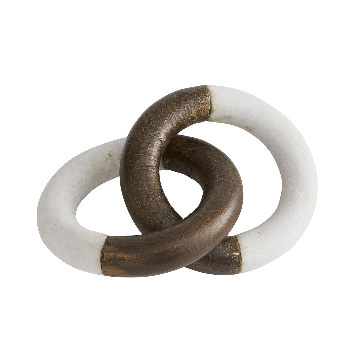 SCULPTURE LINKED WHITE MARBLE/BRASS