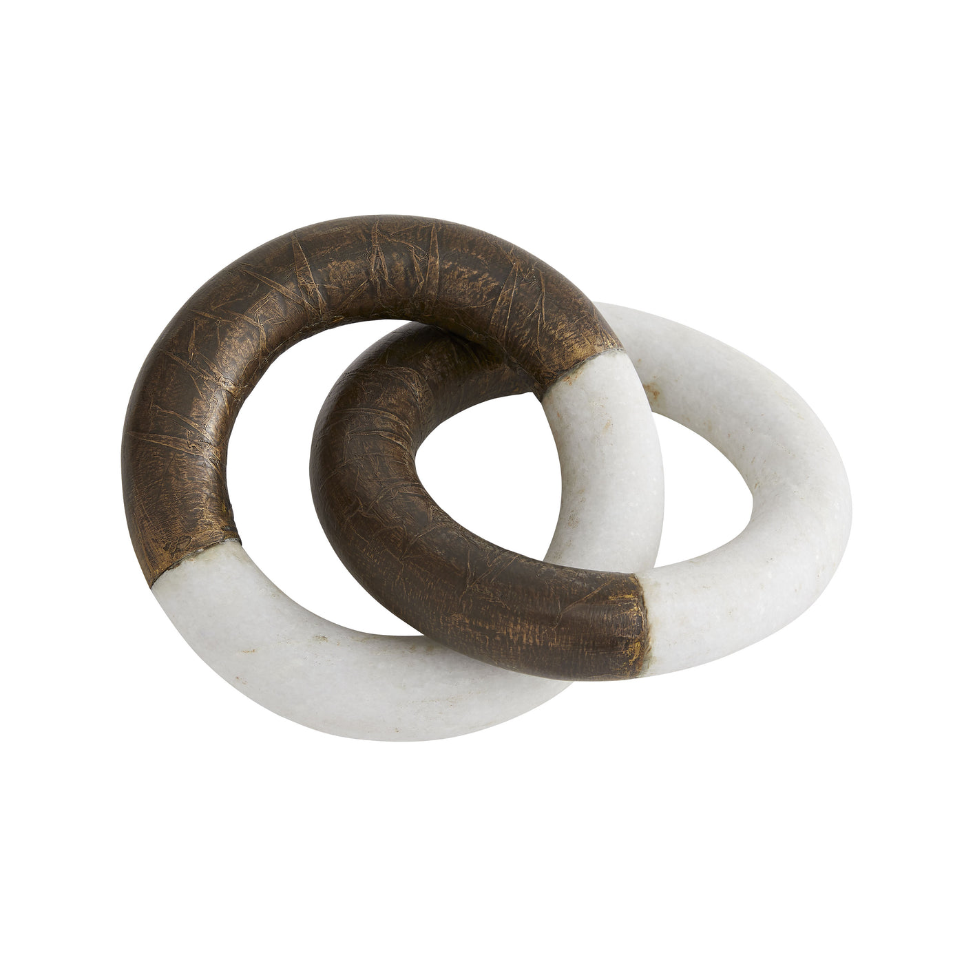 SCULPTURE LINKED WHITE MARBLE/BRASS