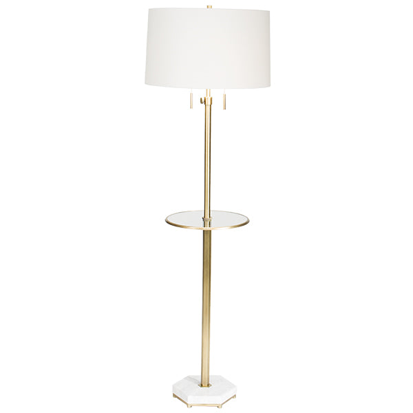 FLOOR LAMP ANTIQUE BRASS WITH GLASS TABLE #53873