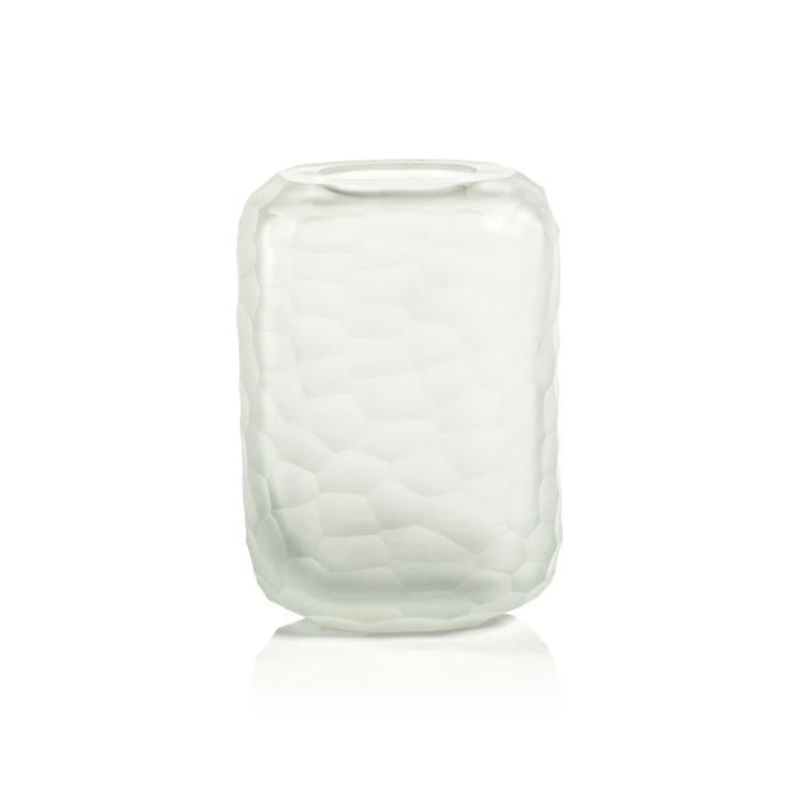 VASE HAMMERED FROSTED GLASS 7.5"