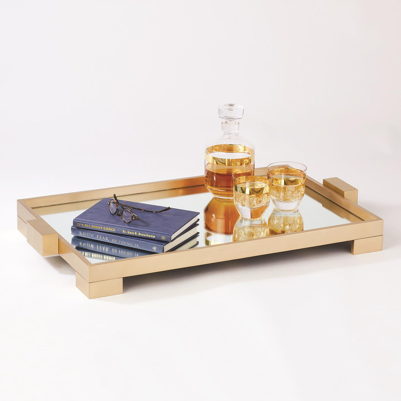 TRAY BRASS FRAME WITH MIRROR TOP #54458