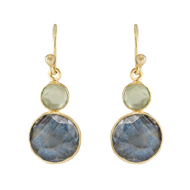 EARRINGS ROUND DROP 2 STONES