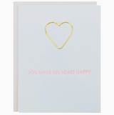 GREETING CARD "YOU MAKE MY HEART HAPPY" PAPER CLIP