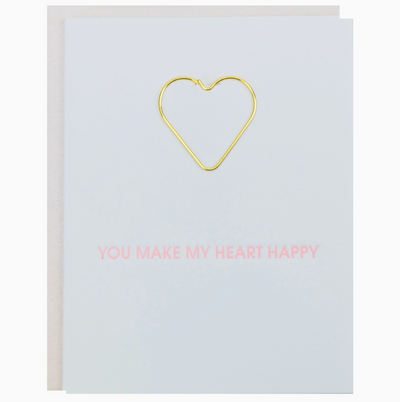 GREETING CARD "YOU MAKE MY HEART HAPPY" PAPER CLIP