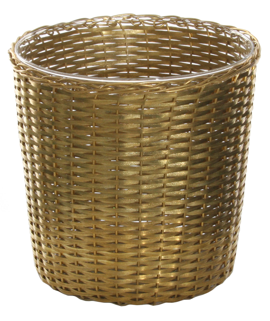 BASKET BRASS WITH GLASS POT INSIDE