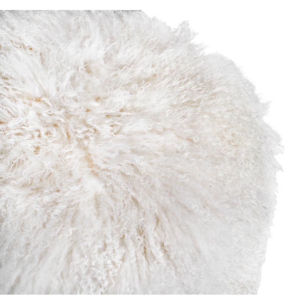 STOOL LONG HAIR IVORY SHEEPSKIN ROUND #55670