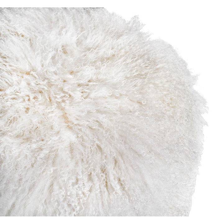 STOOL LONG HAIR IVORY SHEEPSKIN ROUND #55670