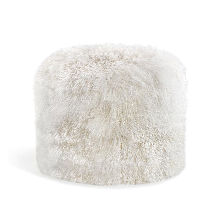 STOOL LONG HAIR IVORY SHEEPSKIN ROUND #55670