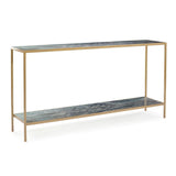 SOFA TABLE VITREOUS 2-SHELF WITH GOLD LEGS