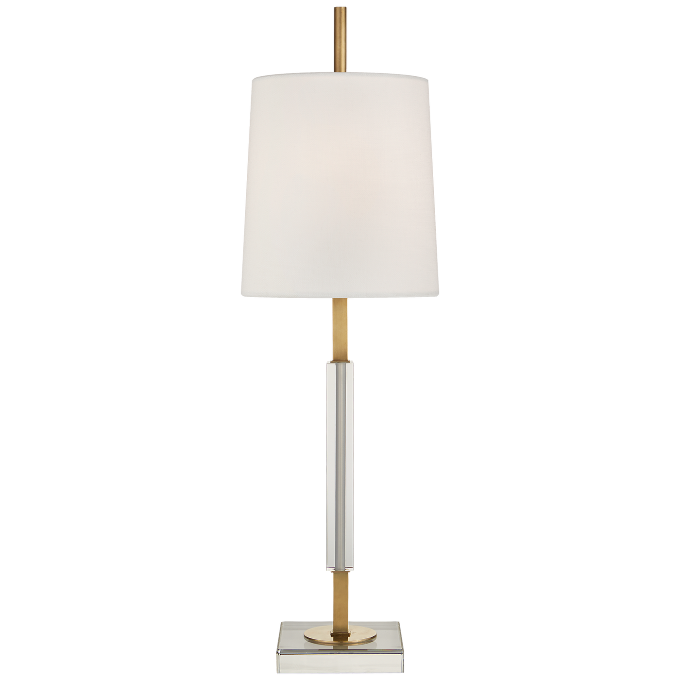 TABLE LAMP ANTIQUE BRASS & CRYSTAL