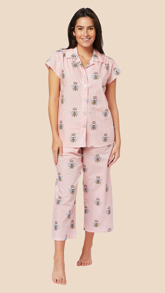 PAJAMA CAPRI QUEEN BEE LUXE PIMA PINK
