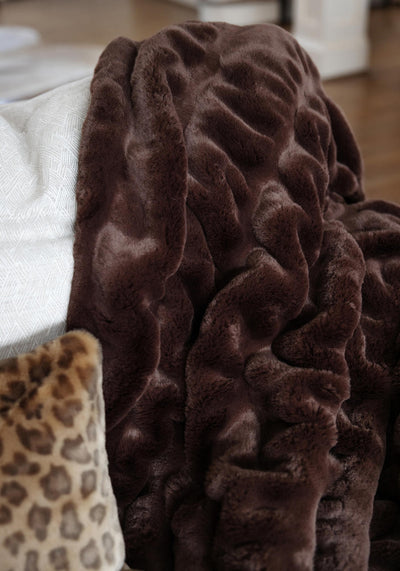 THROW MOCHA MINK FAUX FUR