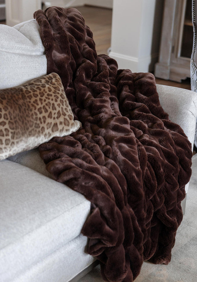 THROW MOCHA MINK FAUX FUR