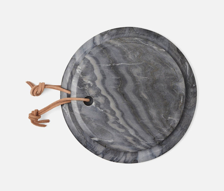 SERVING BOARD GRAY MARBLE ROUND