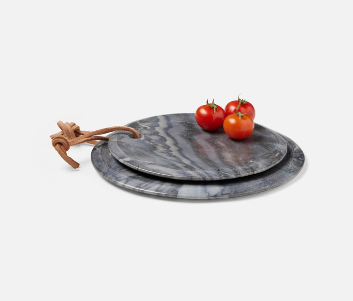 SERVING BOARD GRAY MARBLE ROUND