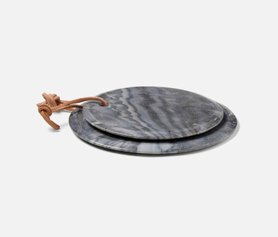 SERVING BOARD GRAY MARBLE ROUND