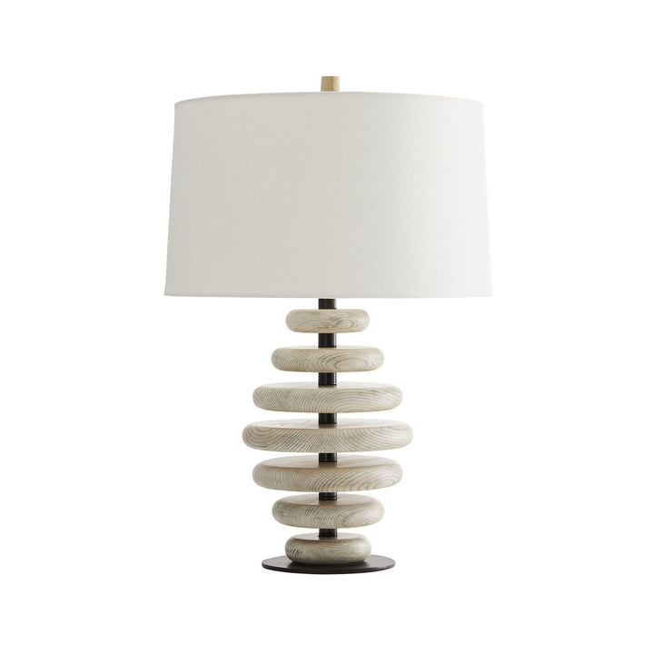 TABLE LAMP CERUSED OAK DISCS WITH IRON SPINE (NRD) #57366