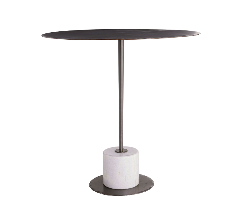END TABLE METAL TOP WHITE MARBLE BASE