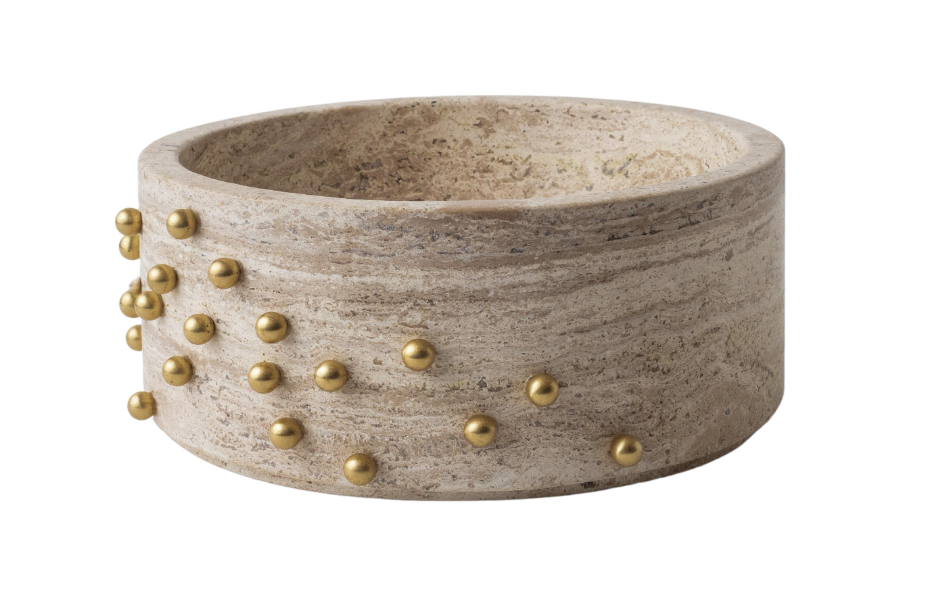 BOWL WIDE CONFETTI TRAVERTINE ROUND