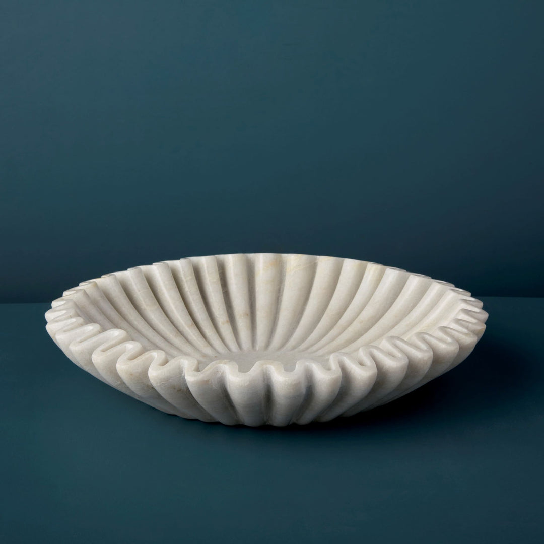 BOWL FLUTED MARBLE