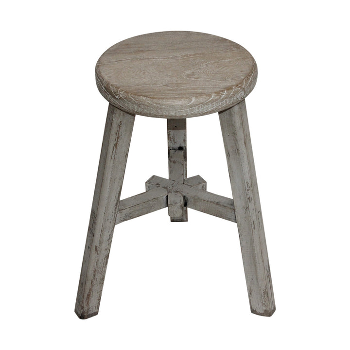 STOOL TABLE WHITE WASH ROUND #58109