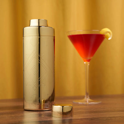 COCKTAIL SHAKER GOLD ART DECO