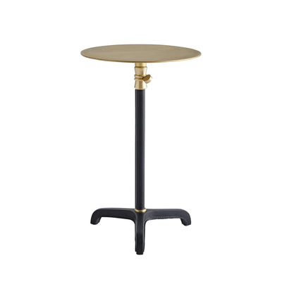 DRINK TABLE ADJUSTABLE NAVY LEATHER WITH BRASS TOP