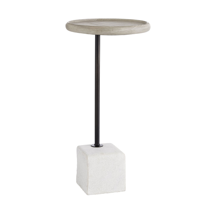 DRINK TABLE WHITE MARBLE BASE WITH OAK SMOKE TOP #58604