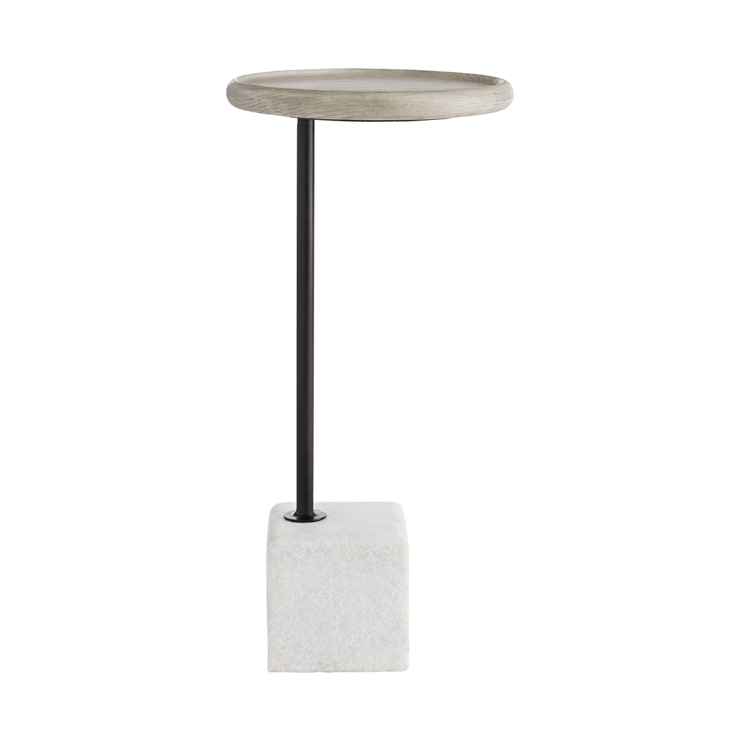 DRINK TABLE WHITE MARBLE BASE WITH OAK SMOKE TOP #58604