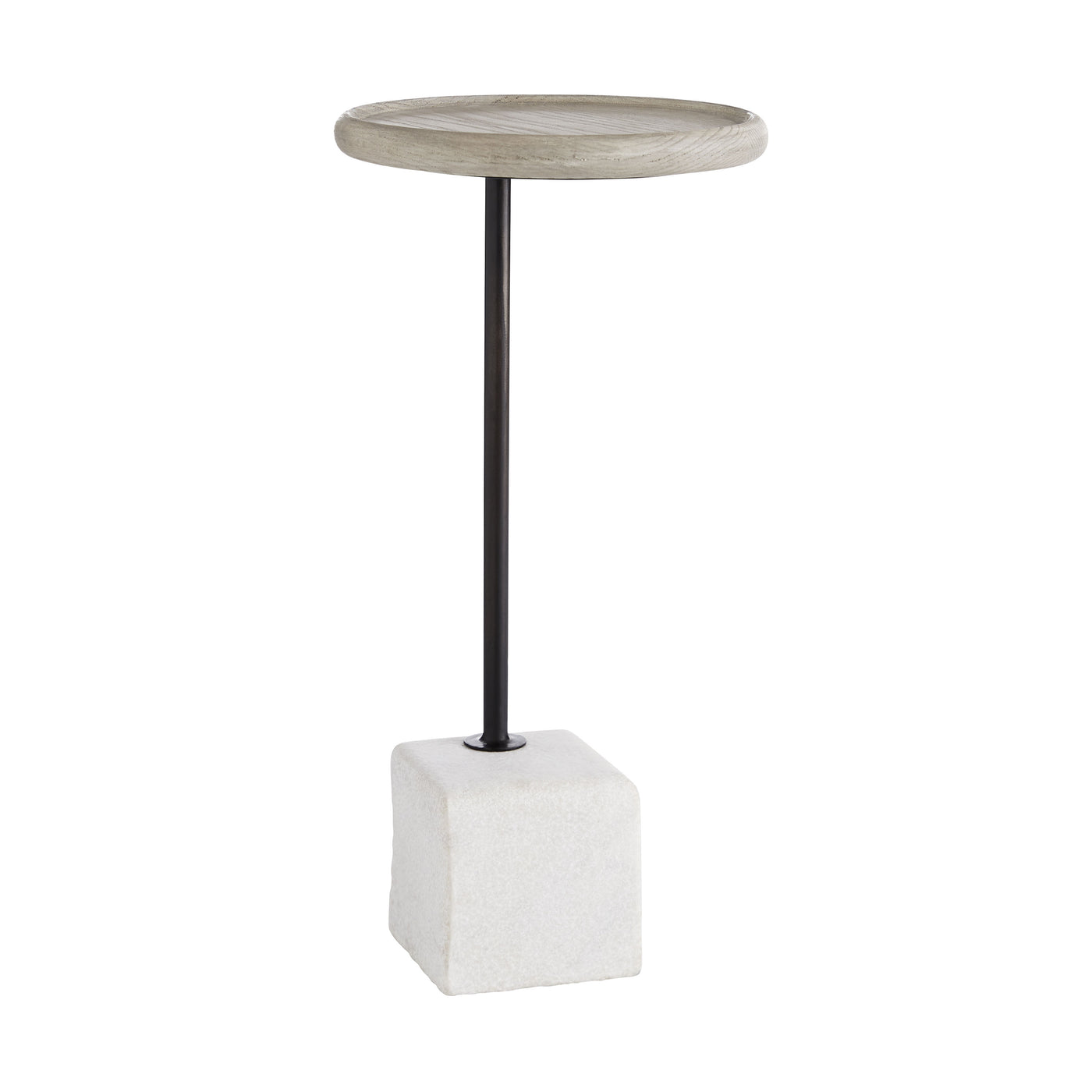 DRINK TABLE WHITE MARBLE BASE WITH OAK SMOKE TOP